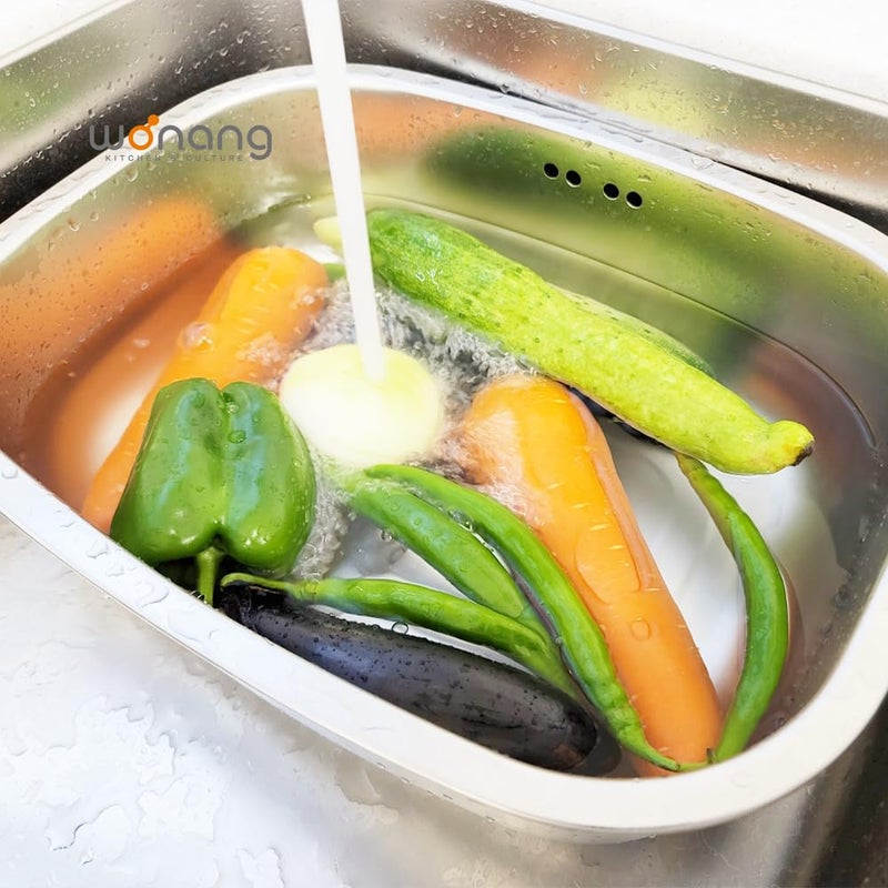 WANANG Stainless Steel Dishpan 9.9L/ Large Washing-up Bowl 9.9L, Multipurpose Kitchen Sink Bowl, Dish Tub, Vegetable Washing Basin (15.35L x 11.8W x 4.72H inches) - Image 4
